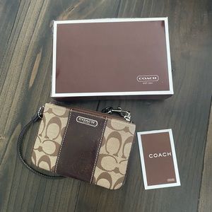 Vintage Coach Small Colorblock Signature Canvas Wristlet